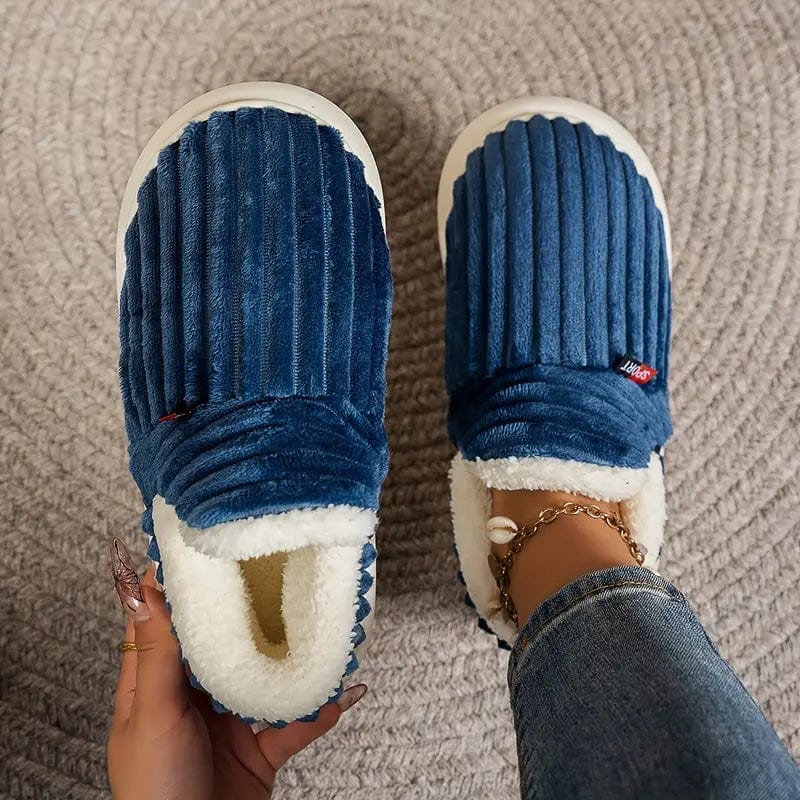 Herren Hausschuhe Cord-Slipper Sherpa-Gefüttert Rutschfeste Sohle 6