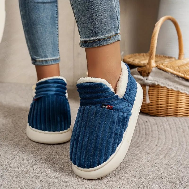 Herren Hausschuhe Cord-Slipper Sherpa-Gefüttert Rutschfeste Sohle 7