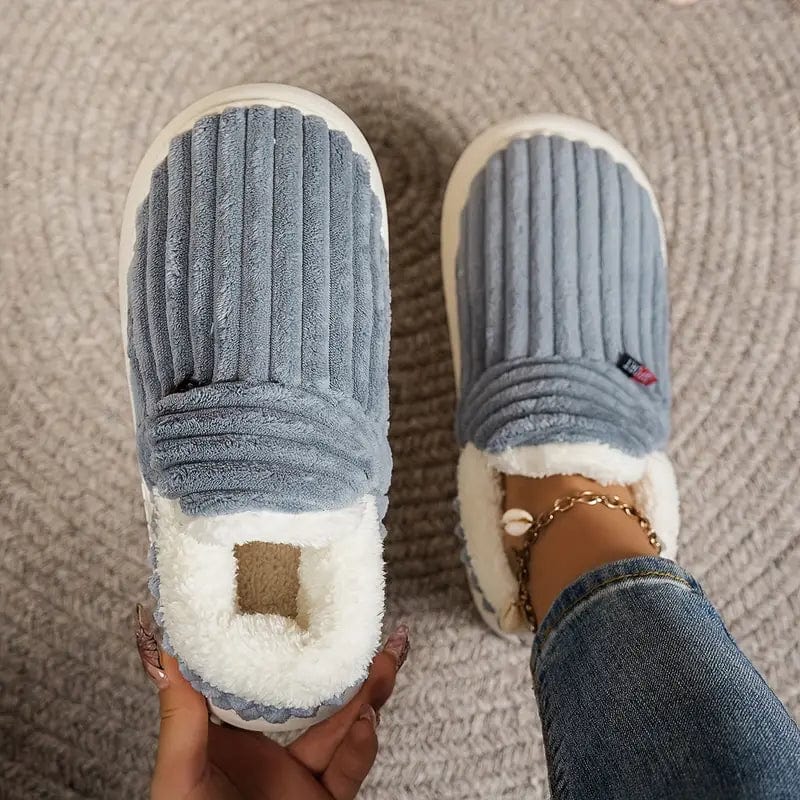 Herren Hausschuhe Cord-Slipper Sherpa-Gefüttert Rutschfeste Sohle 8