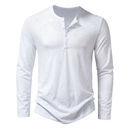 Herren Henley-Hemd Klassisch Langarm Baumwolle Bequem Eleganz 4