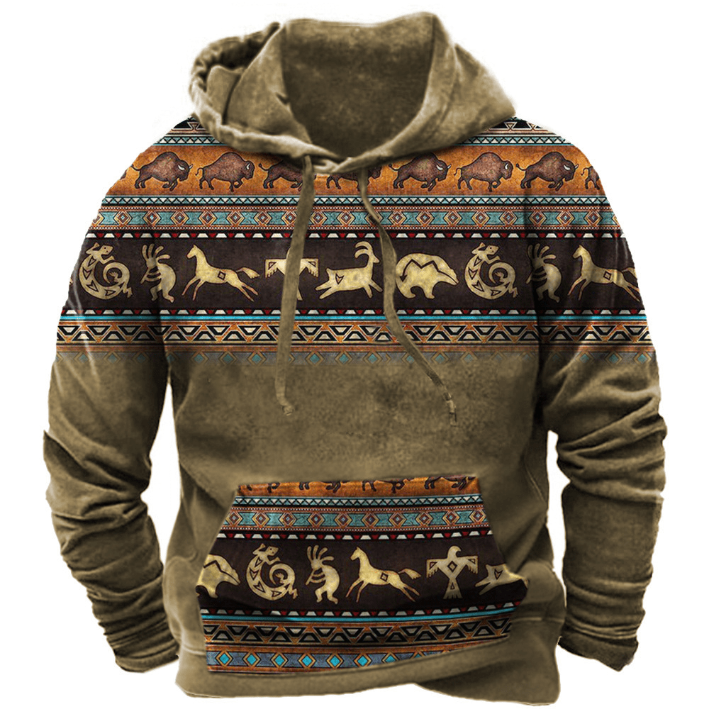 Herren Hoodie Azteken-Stil Bequemes Material Lässiger Kapuzenpullover 1