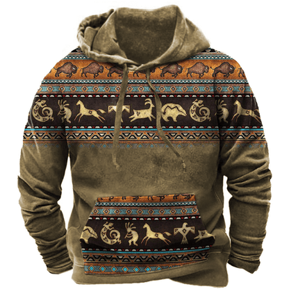 Herren Hoodie Azteken-Stil Bequemes Material Lässiger Kapuzenpullover 1