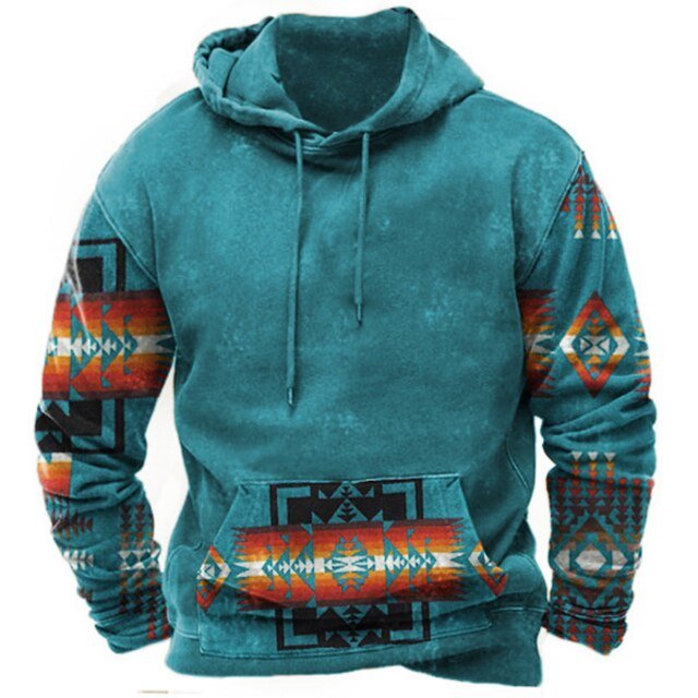 Herren Hoodie Azteken-Stil Bequemes Material Lässiger Kapuzenpullover 2