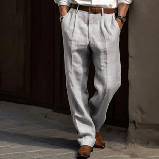 Herren Hose Elegante Passform Atmungsaktives Material Zeitloses Design Nadelstreifen 0