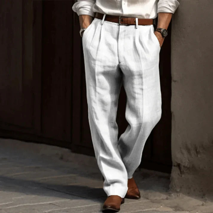 Herren Hose Elegante Passform Atmungsaktives Material Zeitloses Design Nadelstreifen 2