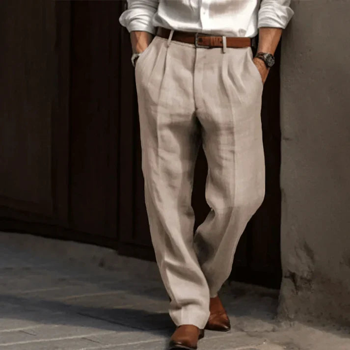 Herren Hose Elegante Passform Atmungsaktives Material Zeitloses Design Nadelstreifen 4