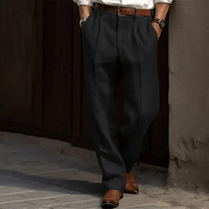 Herren Hose Elegante Passform Atmungsaktives Material Zeitloses Design Nadelstreifen 5