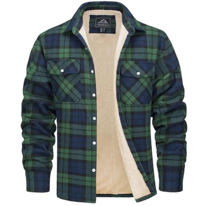 Herren Jacke Fleecegefüttert Karierte Warm Bequem Hochwertig 4