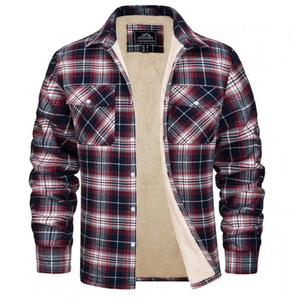 Herren Jacke Fleecegefüttert Karierte Warm Bequem Hochwertig 5