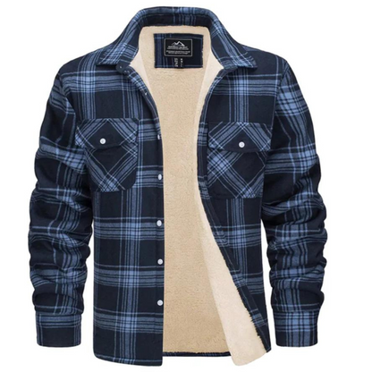 Herren Jacke Fleecegefüttert Karierte Warm Bequem Hochwertig 8