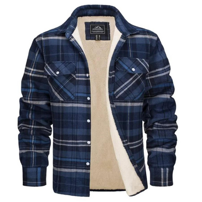 Herren Jacke Fleecegefüttert Karierte Warm Bequem Hochwertig 9