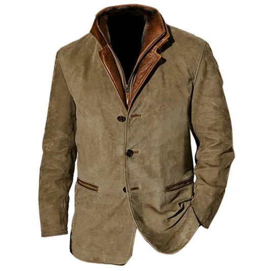 Herren Jacke Vintage Stil Wildleder-Optik Herbstjacke für Komfort und Wärme 0