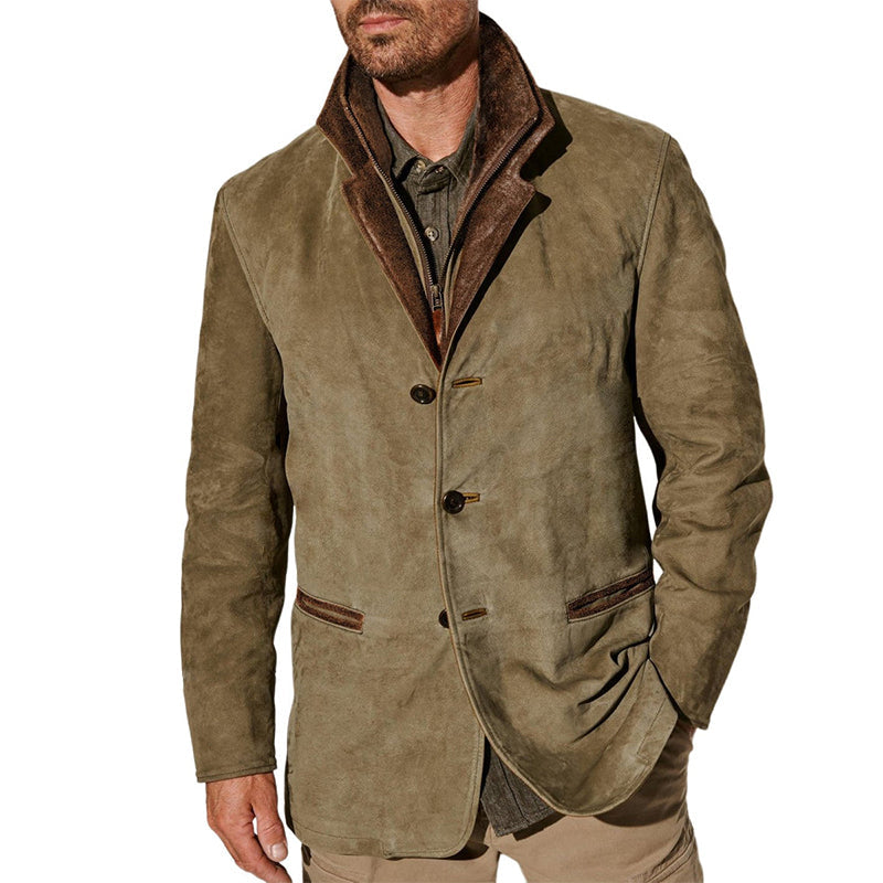Herren Jacke Vintage Stil Wildleder-Optik Herbstjacke für Komfort und Wärme 1