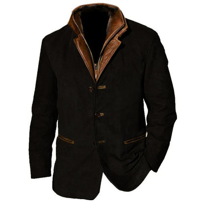 Herren Jacke Vintage Stil Wildleder-Optik Herbstjacke für Komfort und Wärme 5