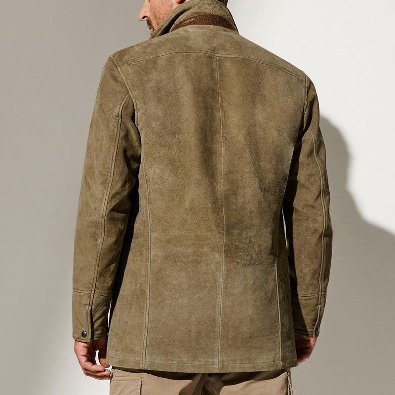 Herren Jacke Vintage Stil Wildleder-Optik Herbstjacke für Komfort und Wärme 7