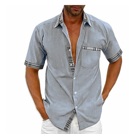 Herren Kurzarmhemd Atmungsaktiv Baumwolle Elegante Passform für Sommer 7