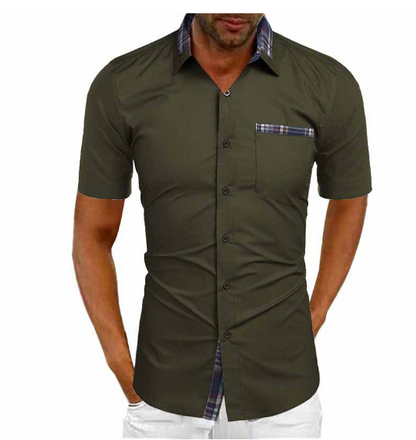 Herren Kurzarmhemd Atmungsaktiv Baumwolle Elegante Passform für Sommer 8
