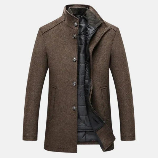 Herren Lagenmantel Hoher Halsausschnitt Eleganter Schnitt 0