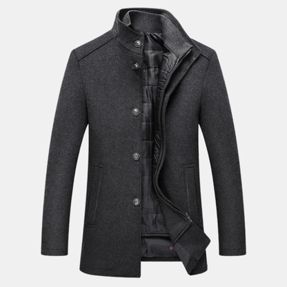 Herren Lagenmantel Hoher Halsausschnitt Eleganter Schnitt 1