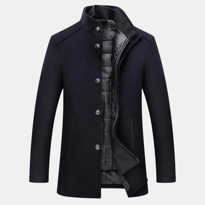 Herren Lagenmantel Hoher Halsausschnitt Eleganter Schnitt 2