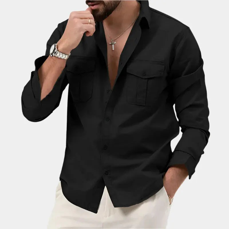 Herren Langarmhemd Vintage Eleganter Schnitt Hochwertige Verarbeitung 1