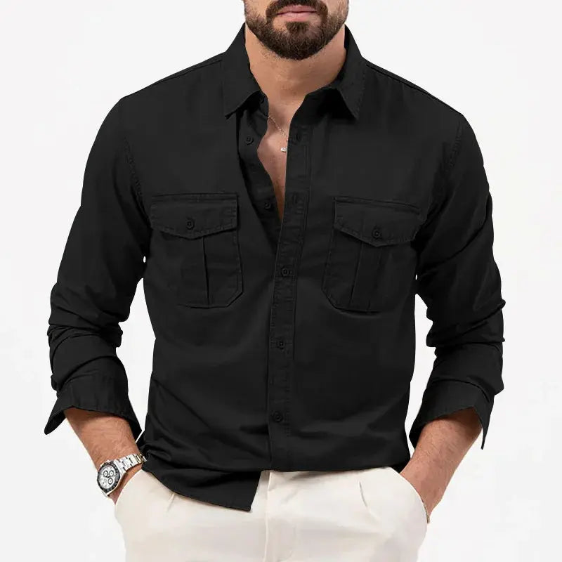 Herren Langarmhemd Vintage Eleganter Schnitt Hochwertige Verarbeitung 3