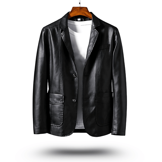 Herren Lederjacke Klassisch Figurbetont PU-Leder 0