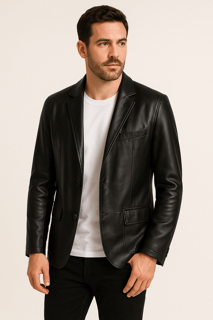 Herren Lederjacke Klassisch Figurbetont PU-Leder 1