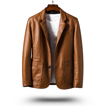 Herren Lederjacke Klassisch Figurbetont PU-Leder 3