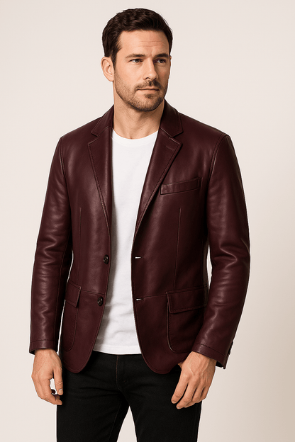 Herren Lederjacke Klassisch Figurbetont PU-Leder 4