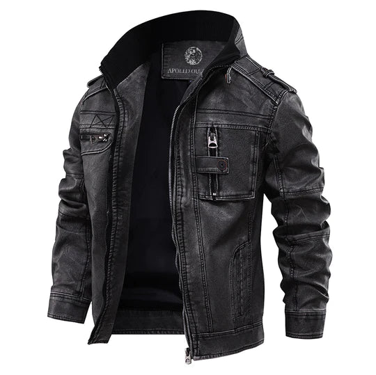 Herren Lederjacke Schwarz Klassisches Design Echtleder für Stilbewusste 0