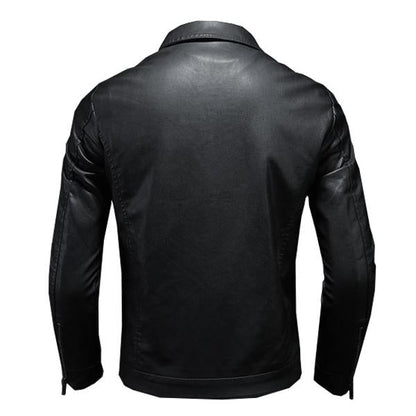 Herren Lederjacke Schwarz Klassisches Design Hochwertiges Leder Reverskragen 2