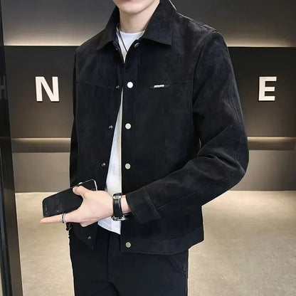 Herren Lederjacke Schwarz Modernes Design Hochwertiges Leder mit Reißverschluss 2
