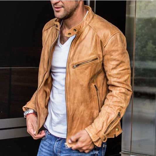 Herren Lederjacke Wetterfest Schwarz Hochwertig Aus Echtleder 0