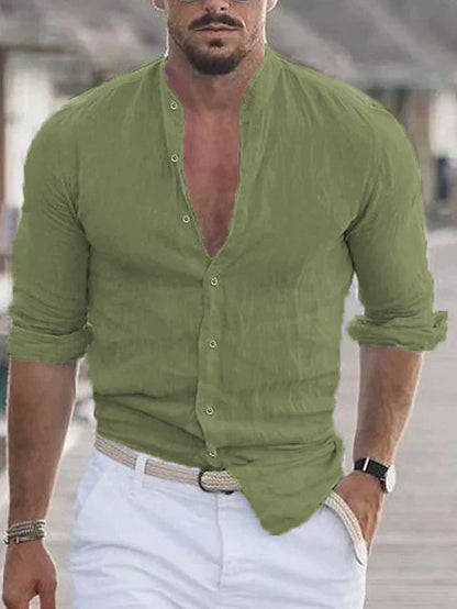 Herren Leinenhemd Modernes Design Körpernahe Passform 100% Leinen 1