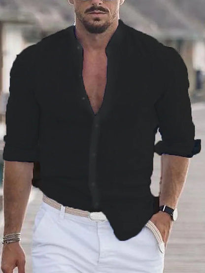 Herren Leinenhemd Modernes Design Körpernahe Passform 100% Leinen 5