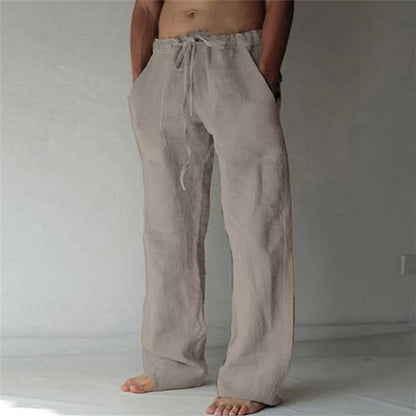 Herren Leinenhose Lässig Atmungsaktiv Sommer Freizeit Hosen 5