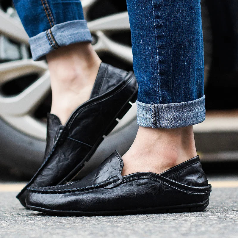 Herren Loafers Echtes Leder Klassisches Design Bequem 6