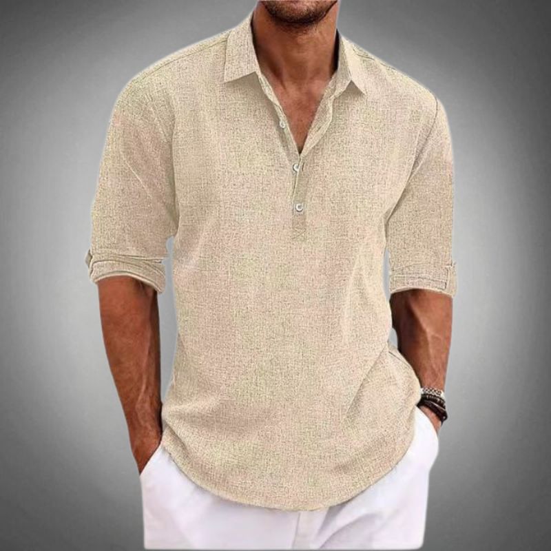 Herren Polo Shirt Atmungsaktiv 100% Leinen Stilvoll Lässig für Sommer 5