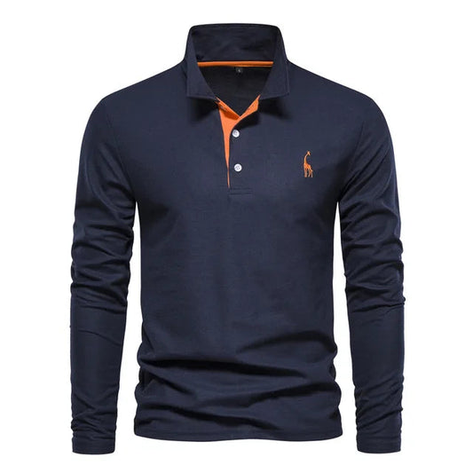 Herren Poloshirt Langarm Klassisch 100% Baumwolle Regular Fit 0
