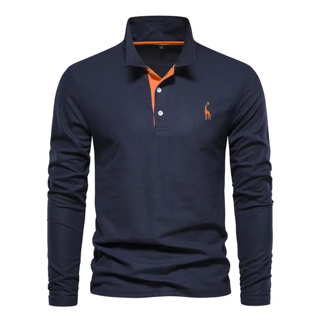 Herren Poloshirt Langarm Klassisch 100% Baumwolle Regular Fit 1