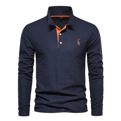 Herren Poloshirt Langarm Klassisch 100% Baumwolle Regular Fit 1