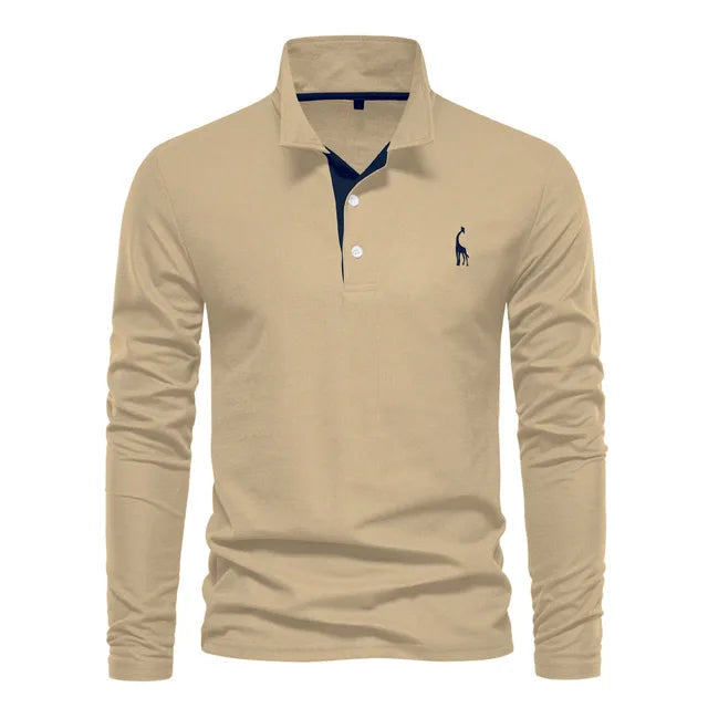 Herren Poloshirt Langarm Klassisch 100% Baumwolle Regular Fit 10