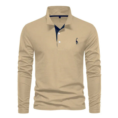 Herren Poloshirt Langarm Klassisch 100% Baumwolle Regular Fit 10