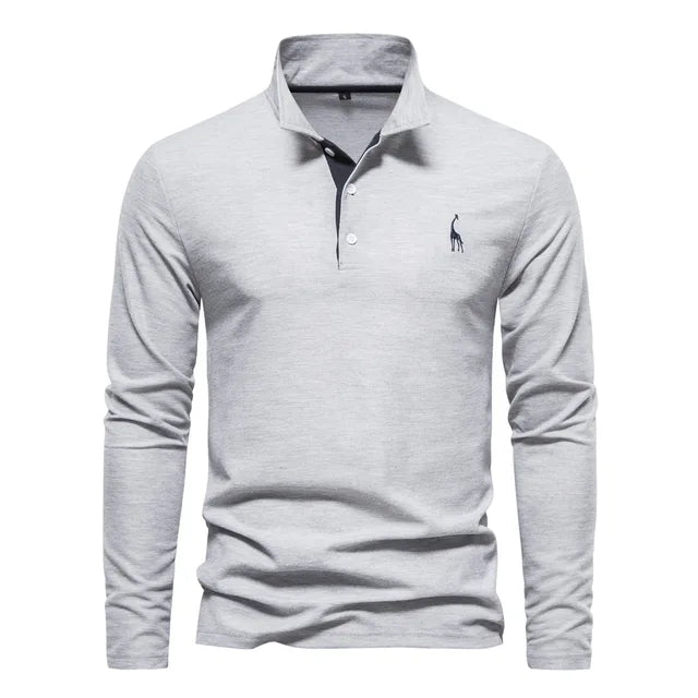 Herren Poloshirt Langarm Klassisch 100% Baumwolle Regular Fit 11