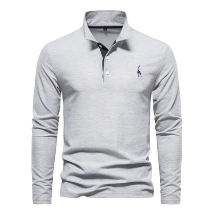 Herren Poloshirt Langarm Klassisch 100% Baumwolle Regular Fit 11
