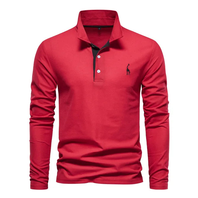 Herren Poloshirt Langarm Klassisch 100% Baumwolle Regular Fit 12