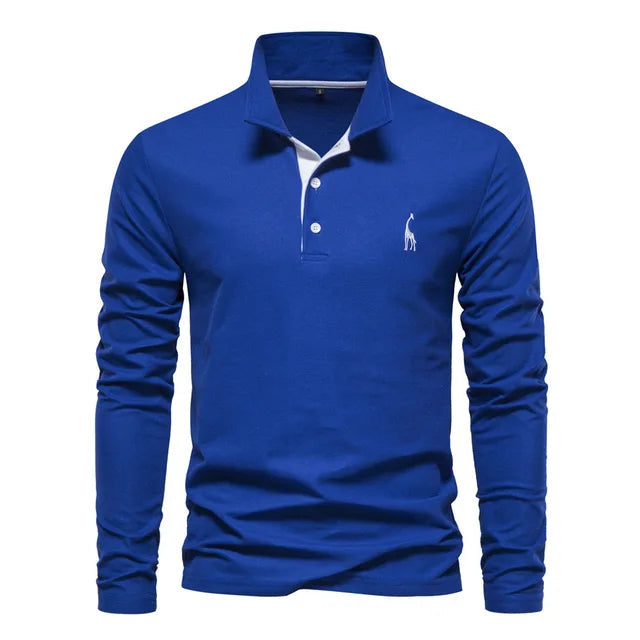 Herren Poloshirt Langarm Klassisch 100% Baumwolle Regular Fit 13