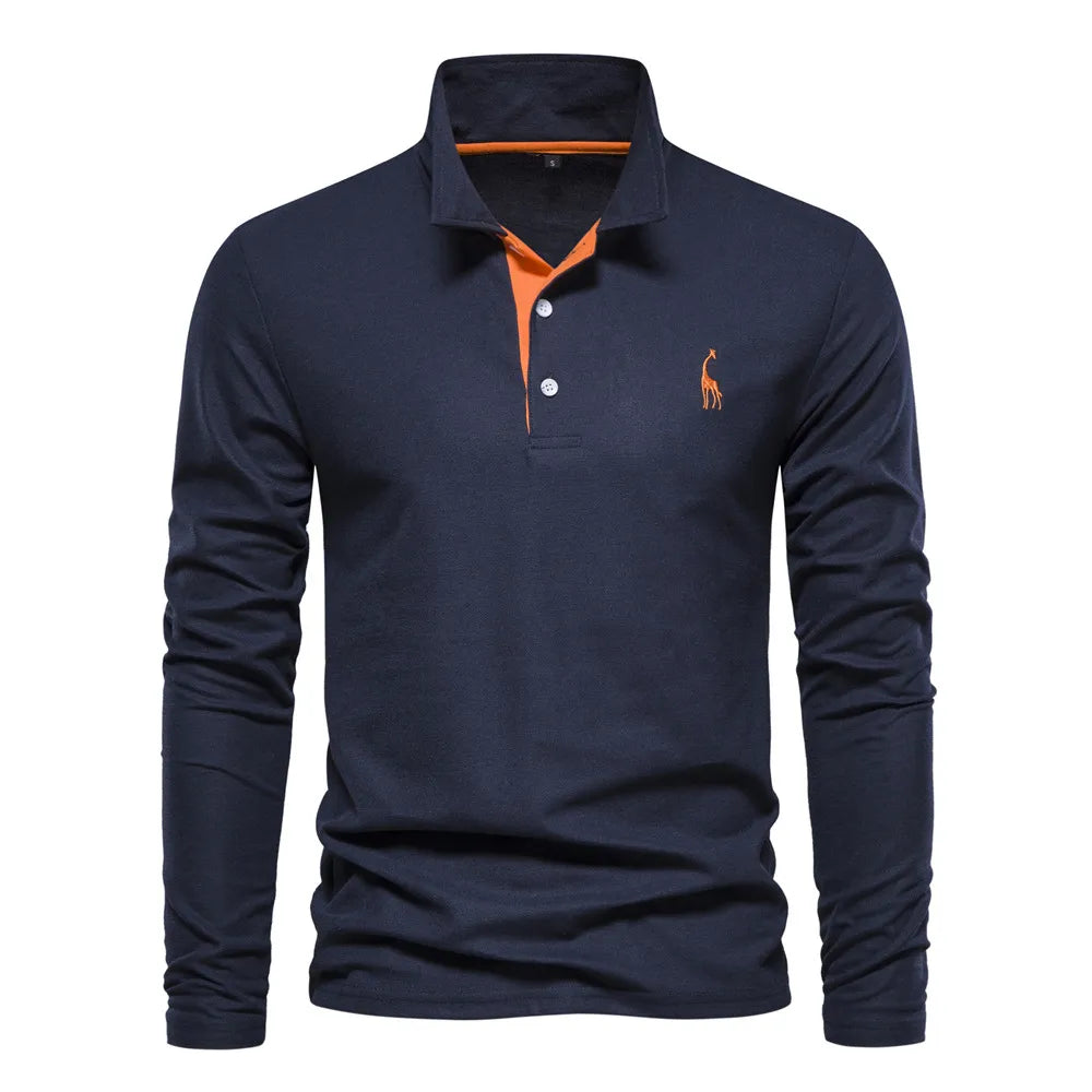Herren Poloshirt Langarm Klassisch 100% Baumwolle Regular Fit 2