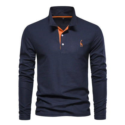 Herren Poloshirt Langarm Klassisch 100% Baumwolle Regular Fit 2